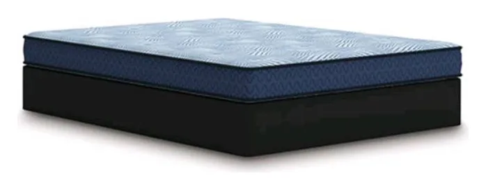 Mattress azul sobre su base box spring